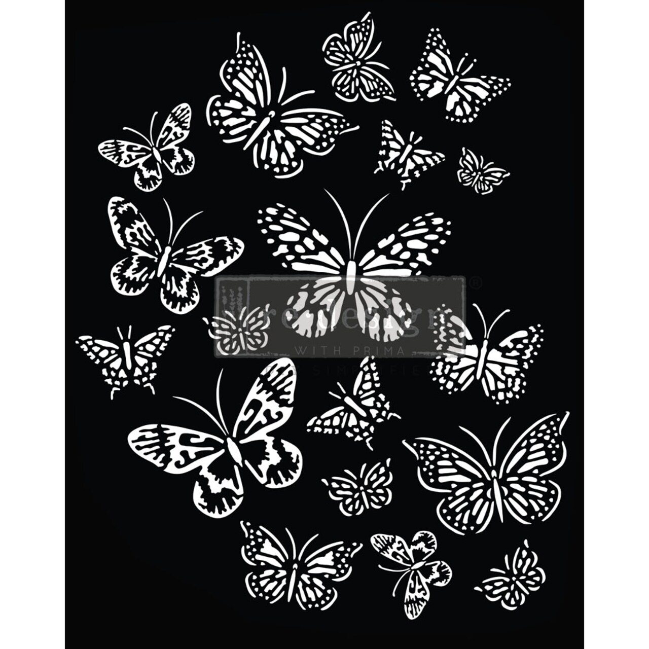 Redesign With Prima Decor Stencils - Butterfly Love - 1 pc, sheet size 20"x16" 655350656614